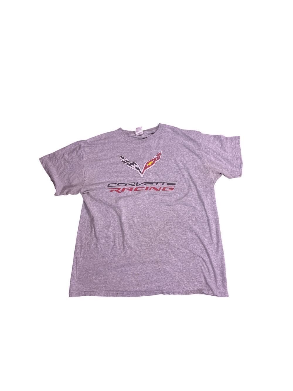 Vintage Corvette Racing T Shirt Mens XL Gray Fruit of the Loom Graphic Tee